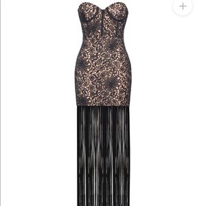 Black lace dress with fringe bottom